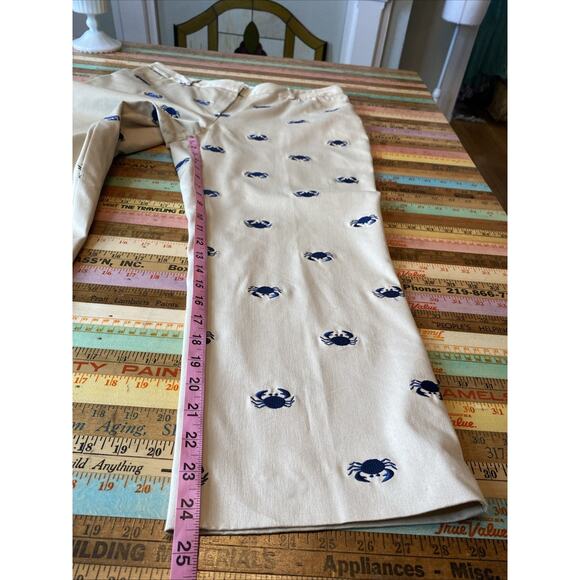 Lilly Pulitzer 12 Embroidered Crab Khaki Chino Pants Preppy Coastal Classic Crop - Picture 9 of 15